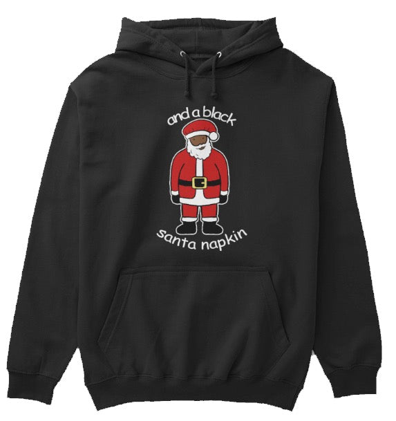 Black Santa Napkin Fleece Hoodie