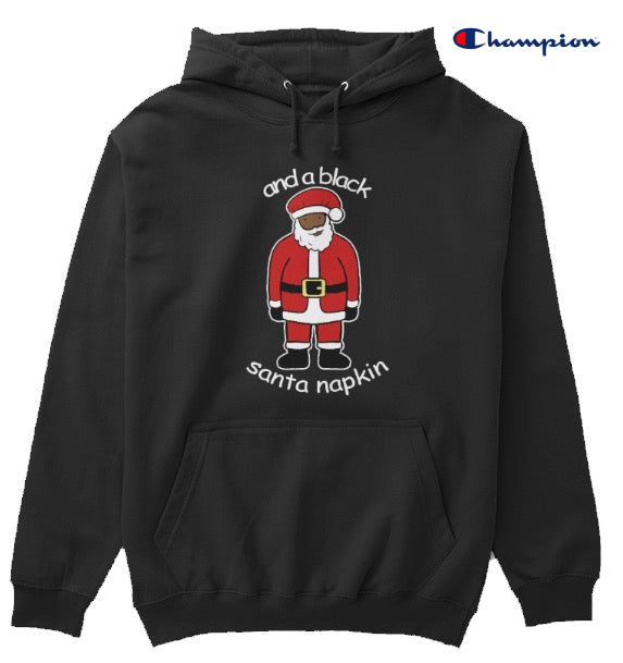 Black Santa Napkin Champion Sweater